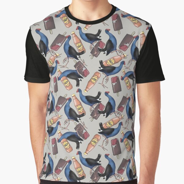 Pukeko and Paeroa - Grey Graphic T-Shirt