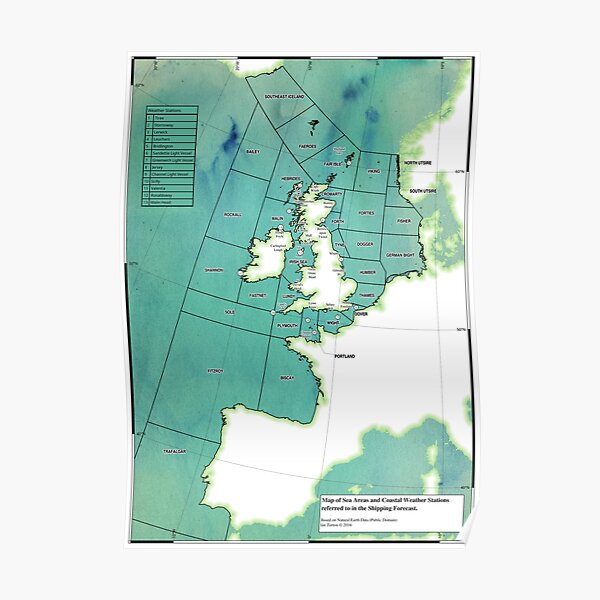 UK Shipping Forecast Map Poster