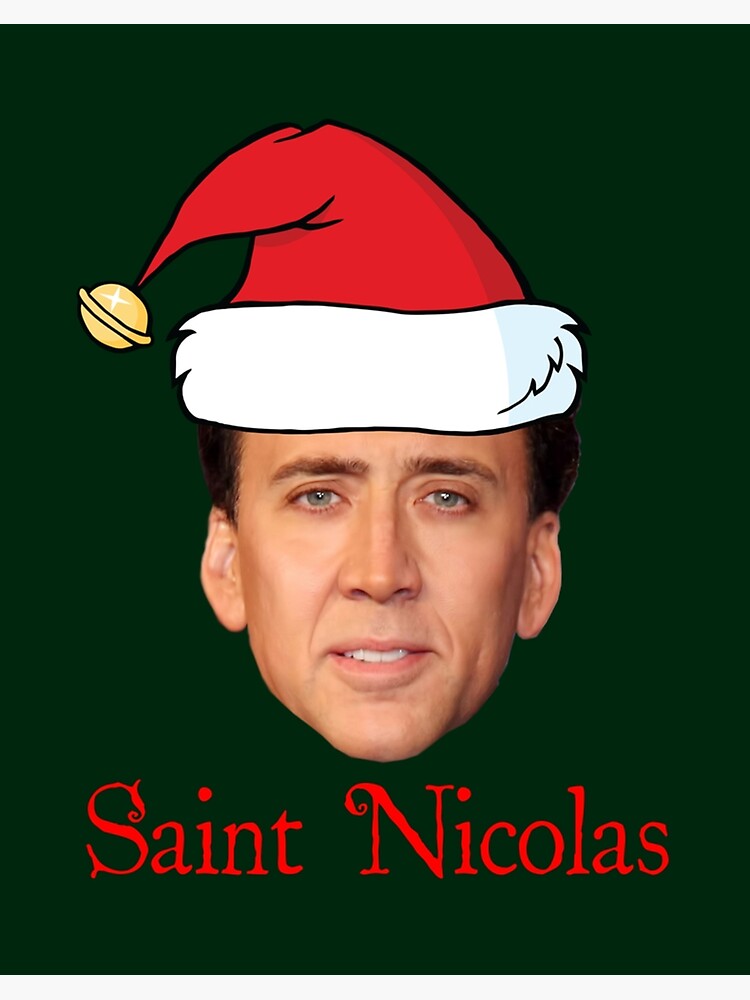 Lámina rígida for Sale con la obra «San Nicolás Cage Navidad» de