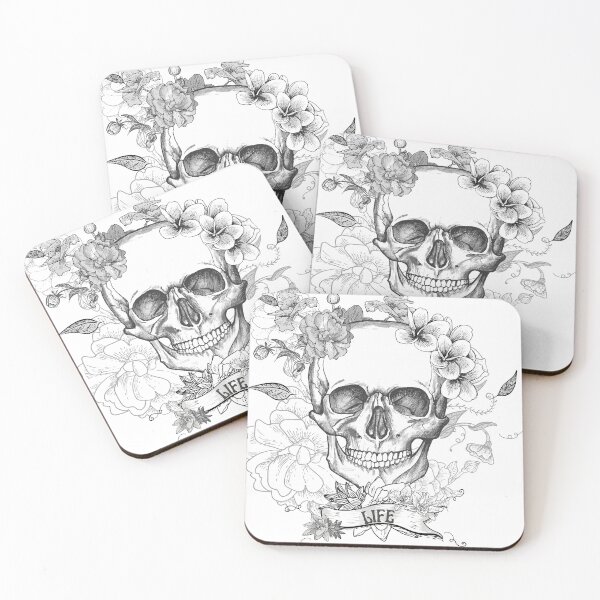 Item preview, Life and Death Floral Skull Art  designed and sold by CreativNode.