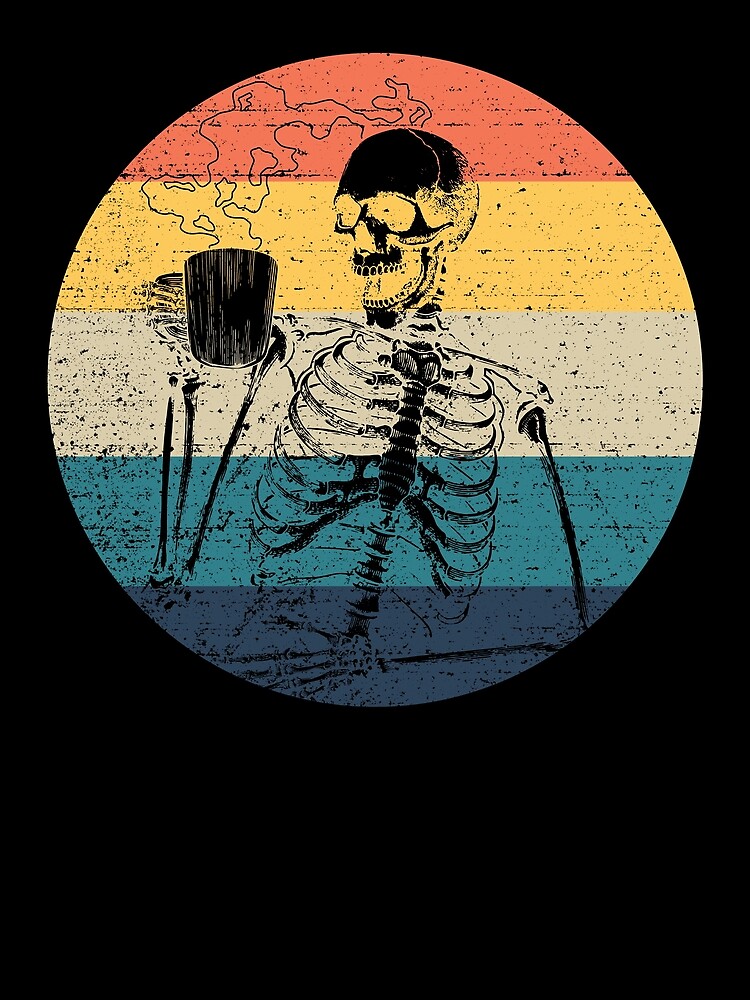 Thumbnail 3 von 3, Tuch, Skeleton Coffee Retro Halloween Costume Skeleton Coffee Gear designt und verkauft von DynamicDesign.