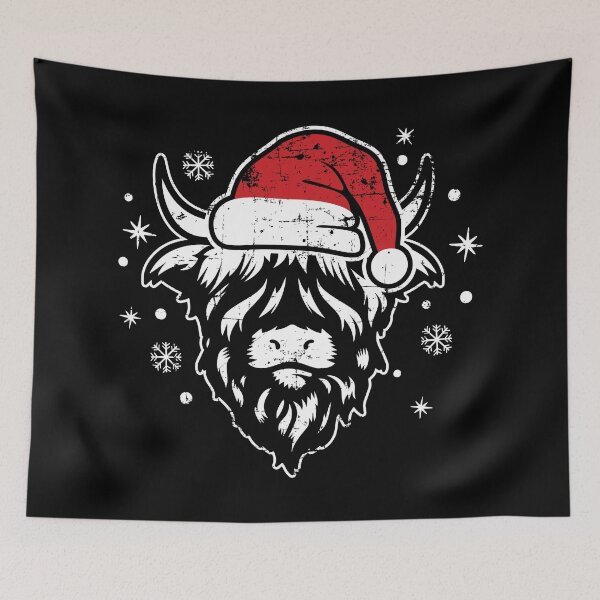 Item preview, Christmas Cow Santa hat | Fluffy Cows, Highland Cow, Winter Santa Cow designed and sold by GPODdesign.