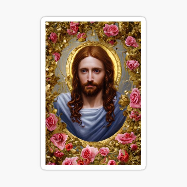 Jesus in Roses Sticker