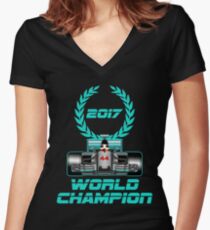 Lewis Hamilton F1 2017 World Champion Women's Fitted V-Neck T-Shirt