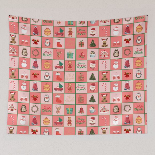 Item preview, Christmas Patchwork, Christmas Patchwork Pattern, Christmas Theme, Christmas Grid designed and sold by LarksDrawings.