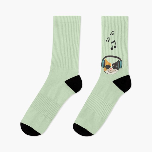 Item preview, Radio Calico: Cat Merch! Socks w/Music - Light Green designed and sold by RadioCalico.