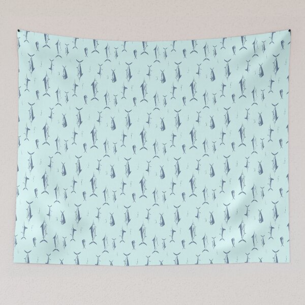 Item preview, Marlin, Mahi & Hooks Faded Blues Seamless Repeat Pattern designed and sold by Melissa  MacMichael Art + Design.