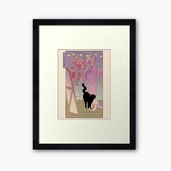 The beauty and the cat Framed Art Print