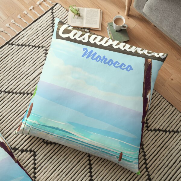 Casablanca Morocco, romantic vintage poster Floor Pillow