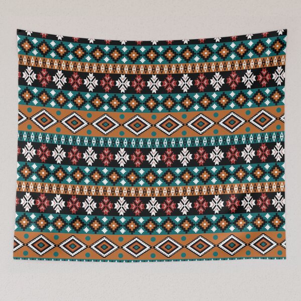 Item preview, Christmas Orange, blue Colorful Aztec, Mexican, Ukrainian watercolor flat design. iPhone or Samsung Phone Case Cover designed and sold by RoManSmArt.