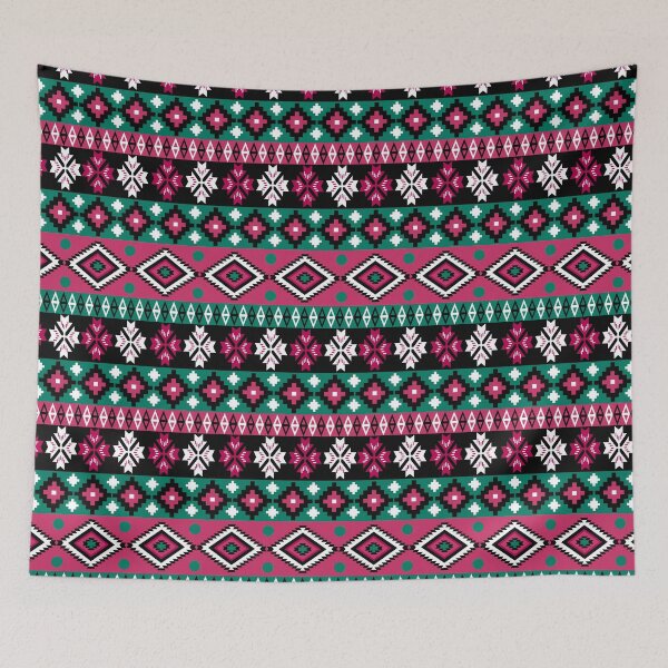 Item preview, Christmas Pink and green Colorful Aztec, Mexican, Ukrainian watercolor flat design. iPhone or Samsung Phone Case Cover designed and sold by RoManSmArt.