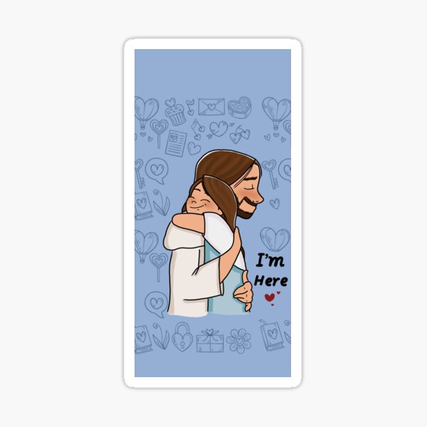 "jesus hugging a girl " Sticker for Sale by veroniaarafik | Redbubble