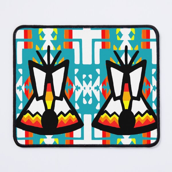 Item preview, Turquoise / Fire Color / White Tipi Native Blanket Print designed and sold by JMWCD.