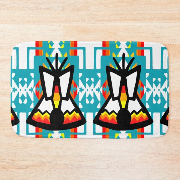 Item preview, Turquoise / Fire Color / White Tipi Native Blanket Print designed and sold by JMWCD.