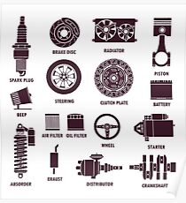 Car Parts Drawing Posters | Redbubble