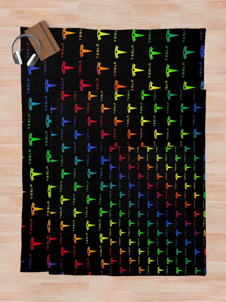 Thumbnail 5 von 6, Fleecedecke, Tesla (Regenbogen) designt und verkauft von EV-Lover.
