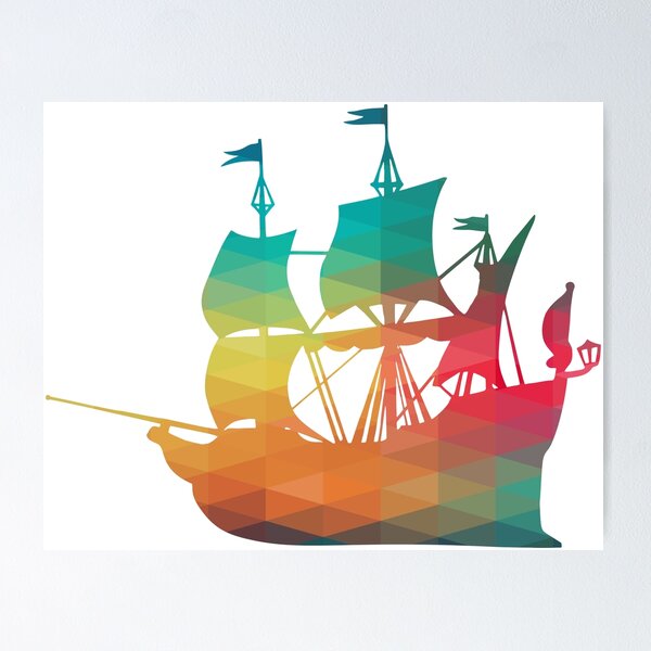 Item preview, Rainbow Galleon Ship Silhouette designed and sold by AdiDsgn.