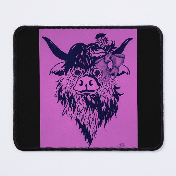 Item preview, Scottish Highland with a bow, edited ink drawing designed and sold by MariDaniArt.