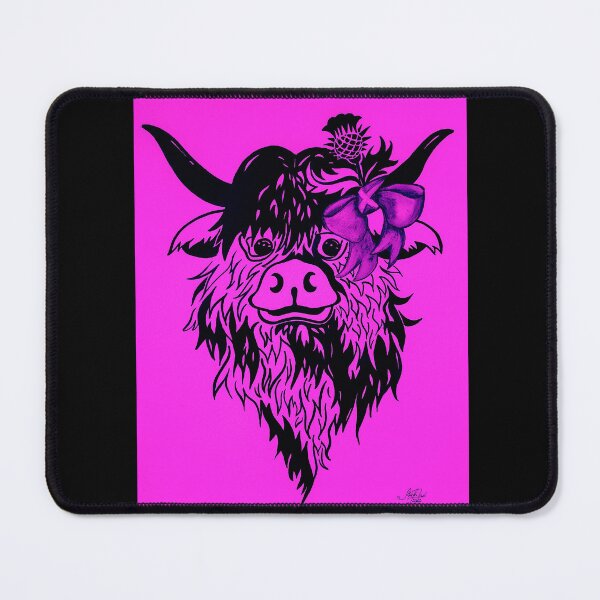 Item preview, Scottish Highland with a bow, edited ink drawing designed and sold by MariDaniArt.