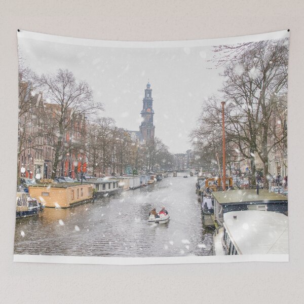 Item preview, Amsterdam canal boating in starting snow designed and sold by Photopat.
