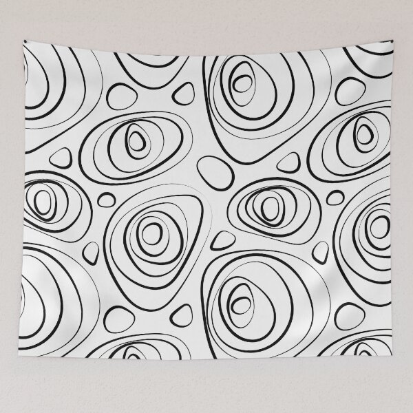Item preview, Black and White Wacky Retro Circle Pattern designed and sold by All-Black-White.