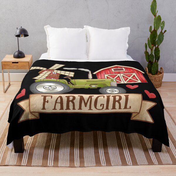 Item preview, Cute Farm Girl Tractor And Barn designed and sold by handsoftime2020.