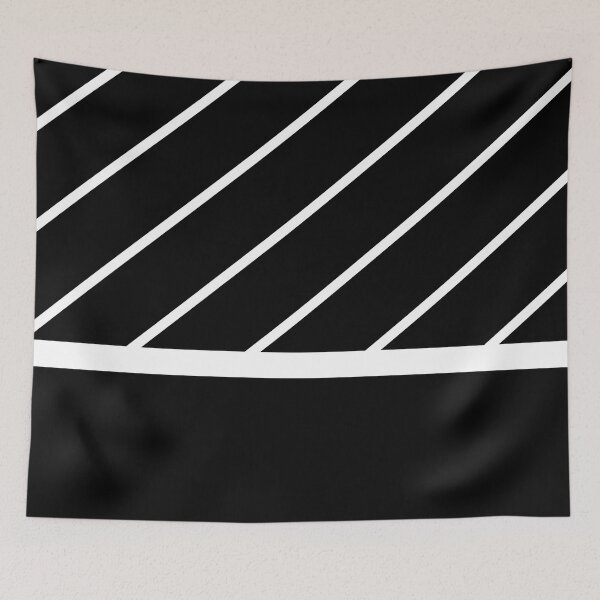 Item preview, Black and White Minimal Modern Diagonal Stripe Pattern On Solid designed and sold by All-Black-White.