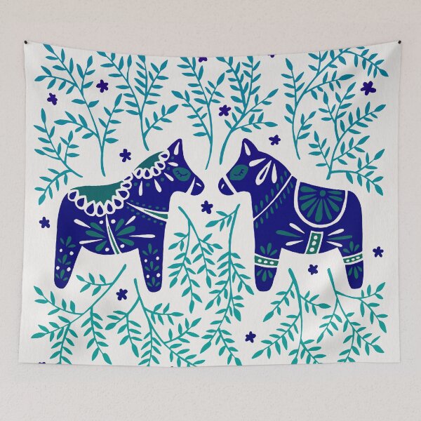 Item preview, Swedish Dala Horses – Navy & Blue Palette designed and sold by Cat Coquillette.