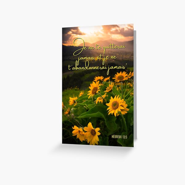 "Je ne te quitterai jamais, et je ne t’abandonnerai jamais Hébreux 135 Dieu" Greeting Card