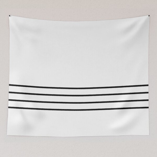 Item preview, Black and White Minimal Thin 4 Horizontal Stripe Pattern designed and sold by All-Black-White.
