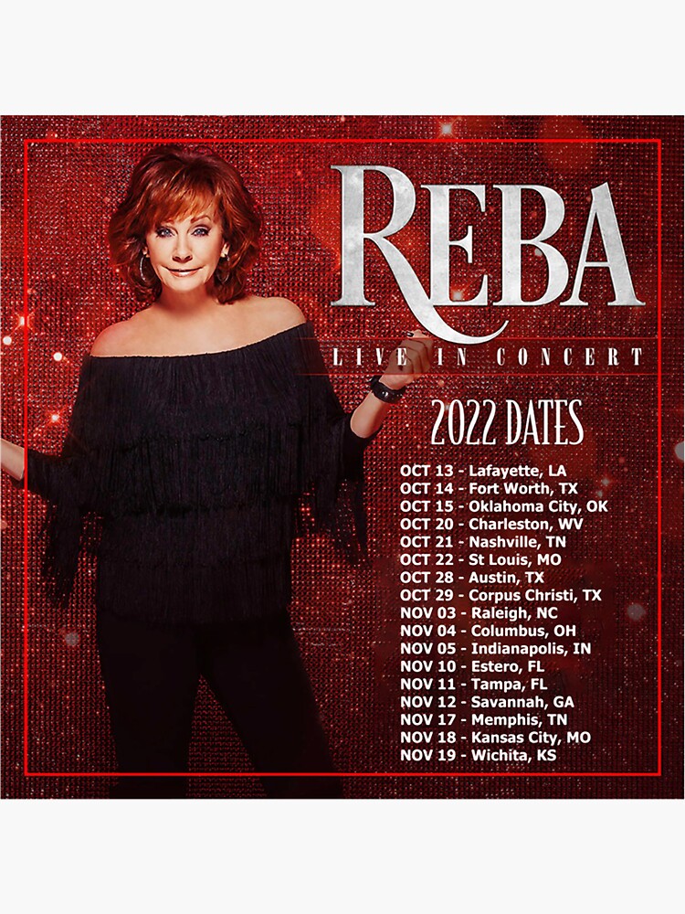 "Reba Tour 2022 2023 Locations and Dates" Sticker for Sale by