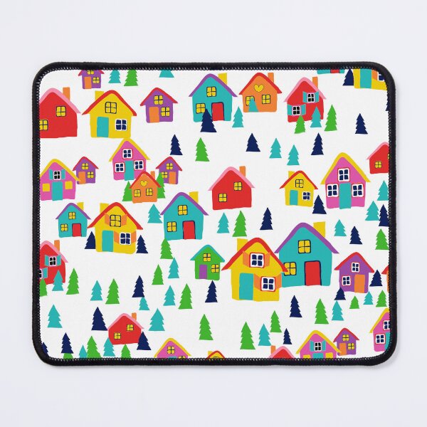 Item preview, Rainbow house in a  Rainbow town with snow and Christmas trees designed and sold by MagentaRose.
