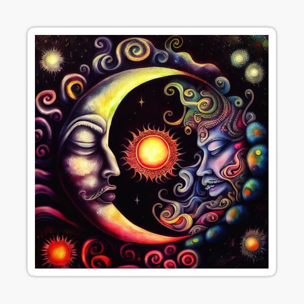Mystical Moon and Sun Sticker