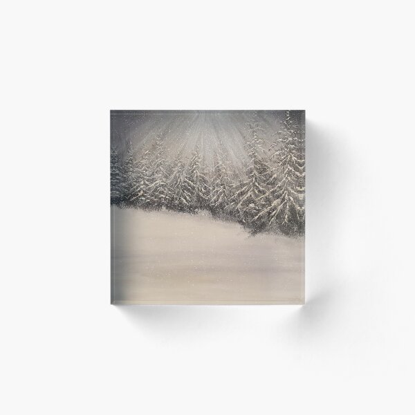 Moonlit Winter Night Acrylic Block