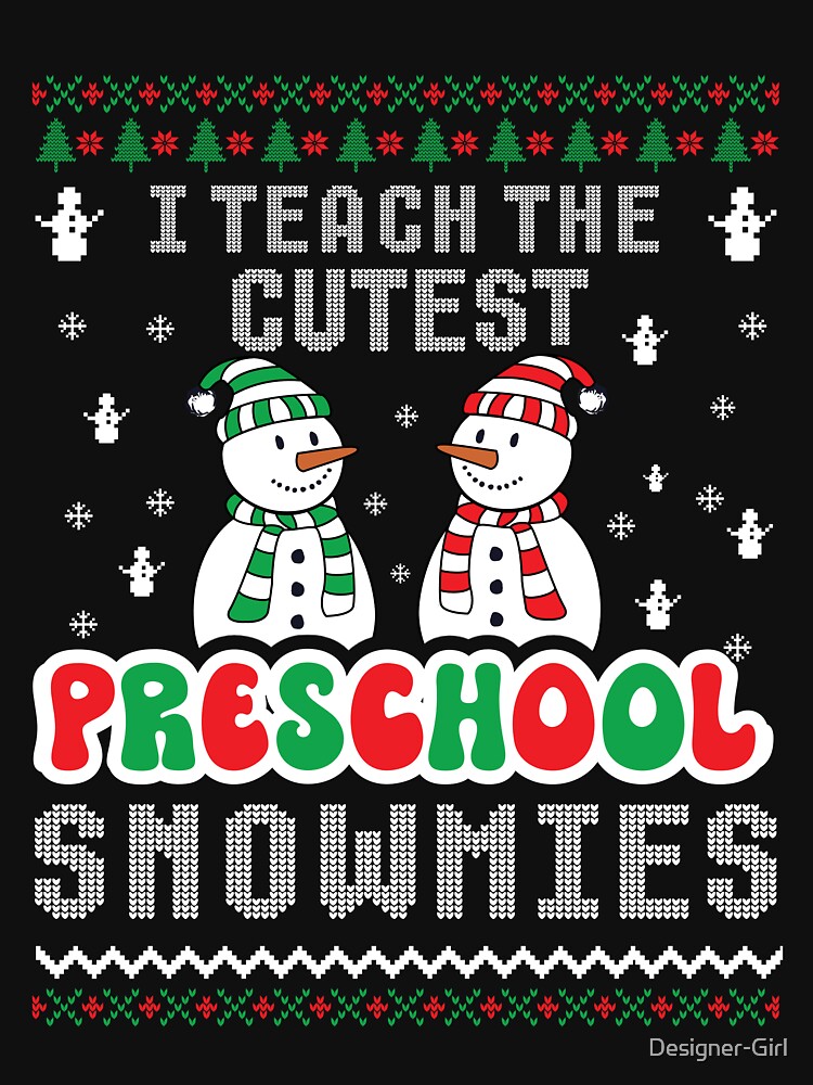 Disover I Teach The Cutest Preschool Snowmies Funny Ugly Christmas Teacher V-Neck T-Shirt