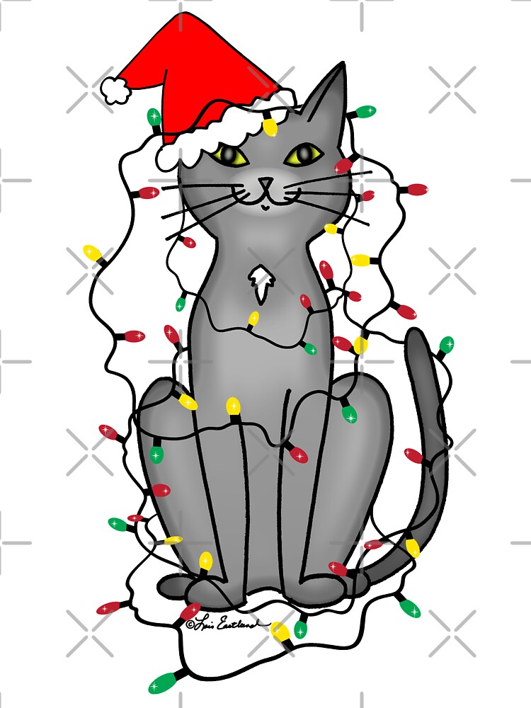 christmas lights cat