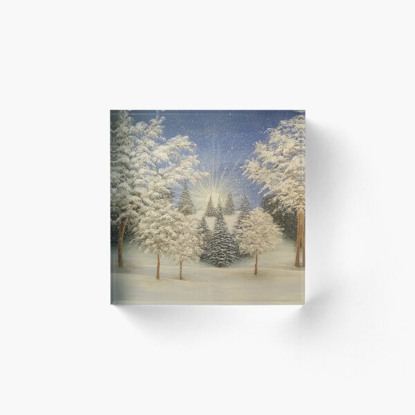 Early Snow Storm Acrylic Block