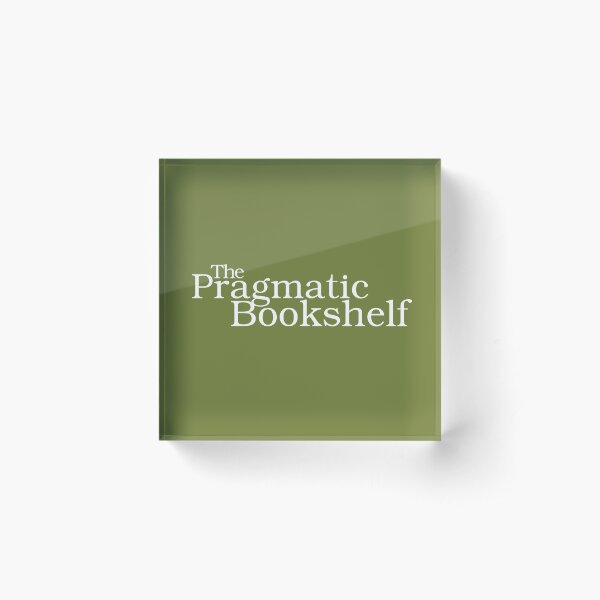 Green and White PragProg Tab Logo - Bookend Acrylic Block