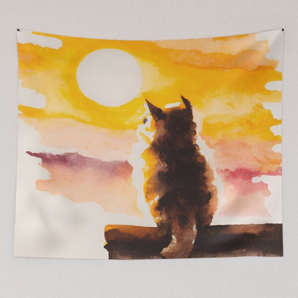 Item preview, Cat Looking At Sunset designed and sold by AyfuDesigns.