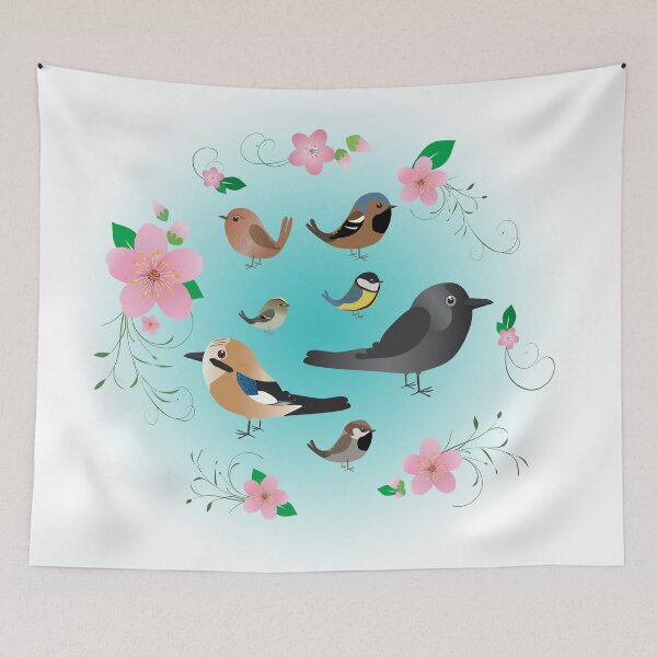 Item preview, A collection of cute birds in a floral wreath designed and sold by Bwiselizzy.