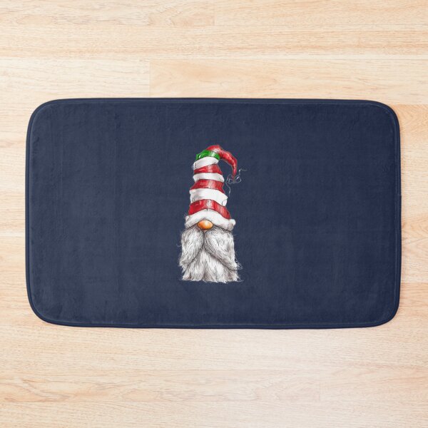 Item preview, Hand drawn Christmas Gnome character wearing a peppermint twist party hat designed and sold by PeonyPeak.