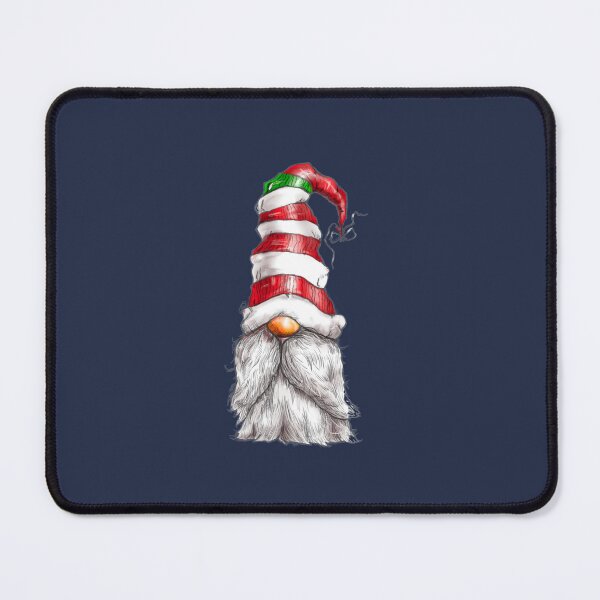 Item preview, Hand drawn Christmas Gnome character wearing a peppermint twist party hat designed and sold by PeonyPeak.