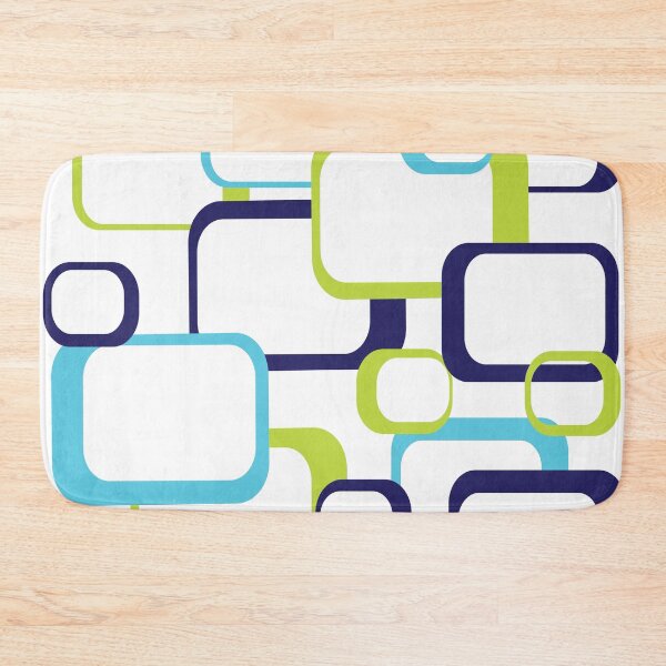 Item preview, Blue Green White Retro Squares Pattern designed and sold by ValeriesGallery.