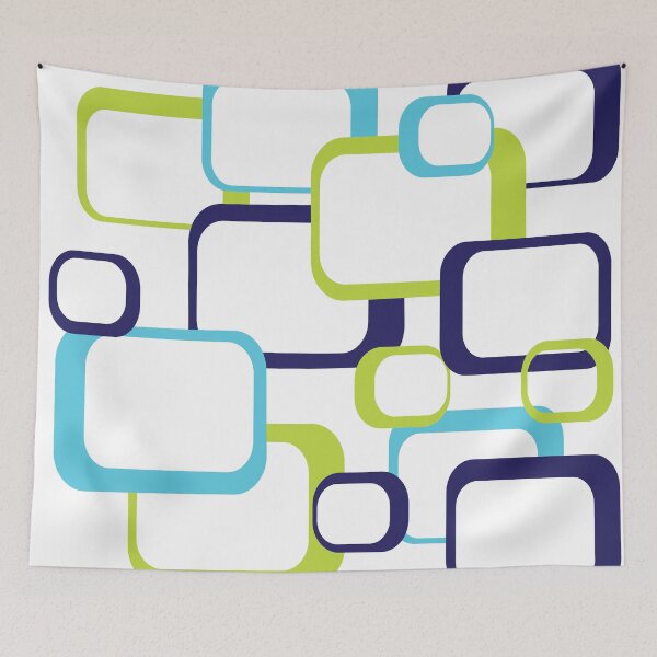 Item preview, Blue Green White Retro Squares Pattern designed and sold by ValeriesGallery.
