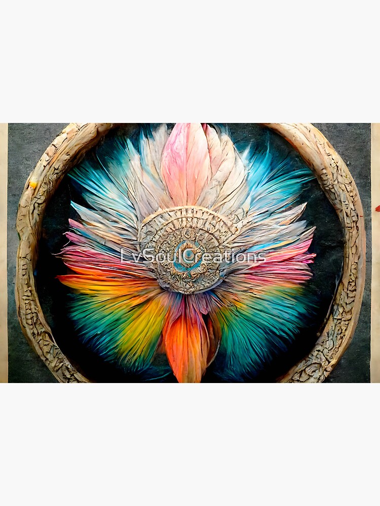 The Feather Mandala of Happiness - spiritual art spiritual artwork spirituality wellness well-being sacred geometry by LvSoulCreations