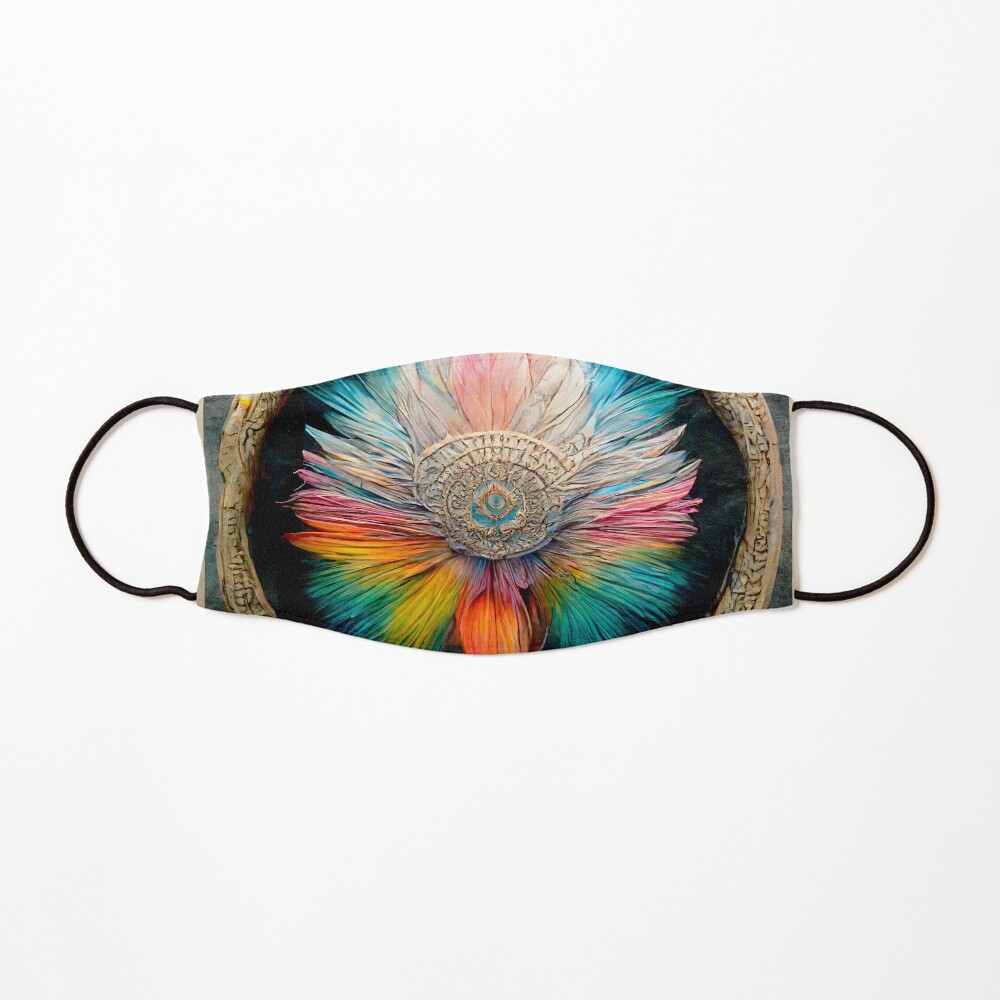 The Feather Mandala of Happiness - spiritual art spiritual artwork spirituality wellness well-being sacred geometry Mask