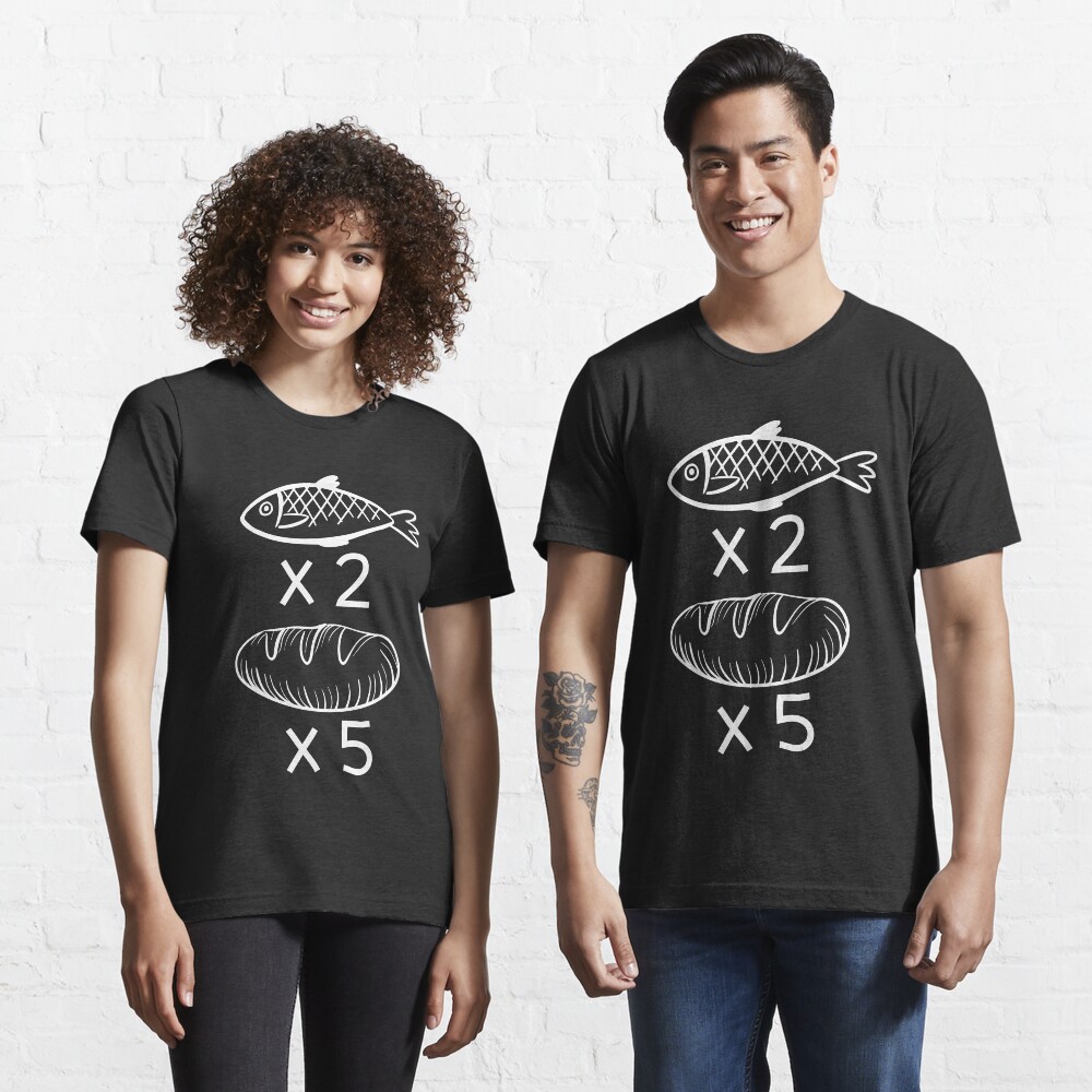 "Two Fishes and Five Bread Loaves" Tshirt for Sale by superteesunltd