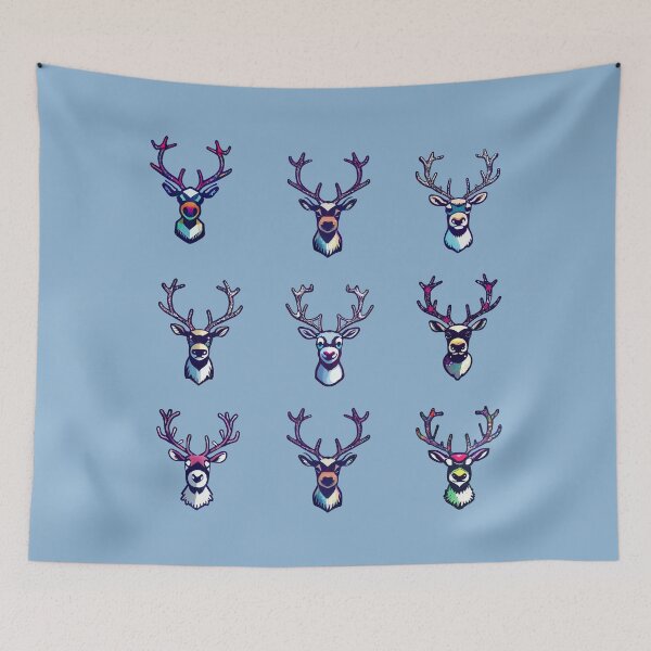 Item preview, Colorful composition of Christmas reindeers designed and sold by Nisyo.