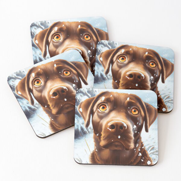 Item preview, Cutedom - Chocolate Labrador In The Snow designed and sold by RaynbowCute.