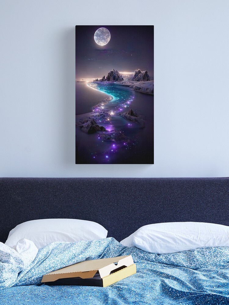 Canvas Print,  night glow at north pole under moonshine designed and sold by Sub-AIRTist